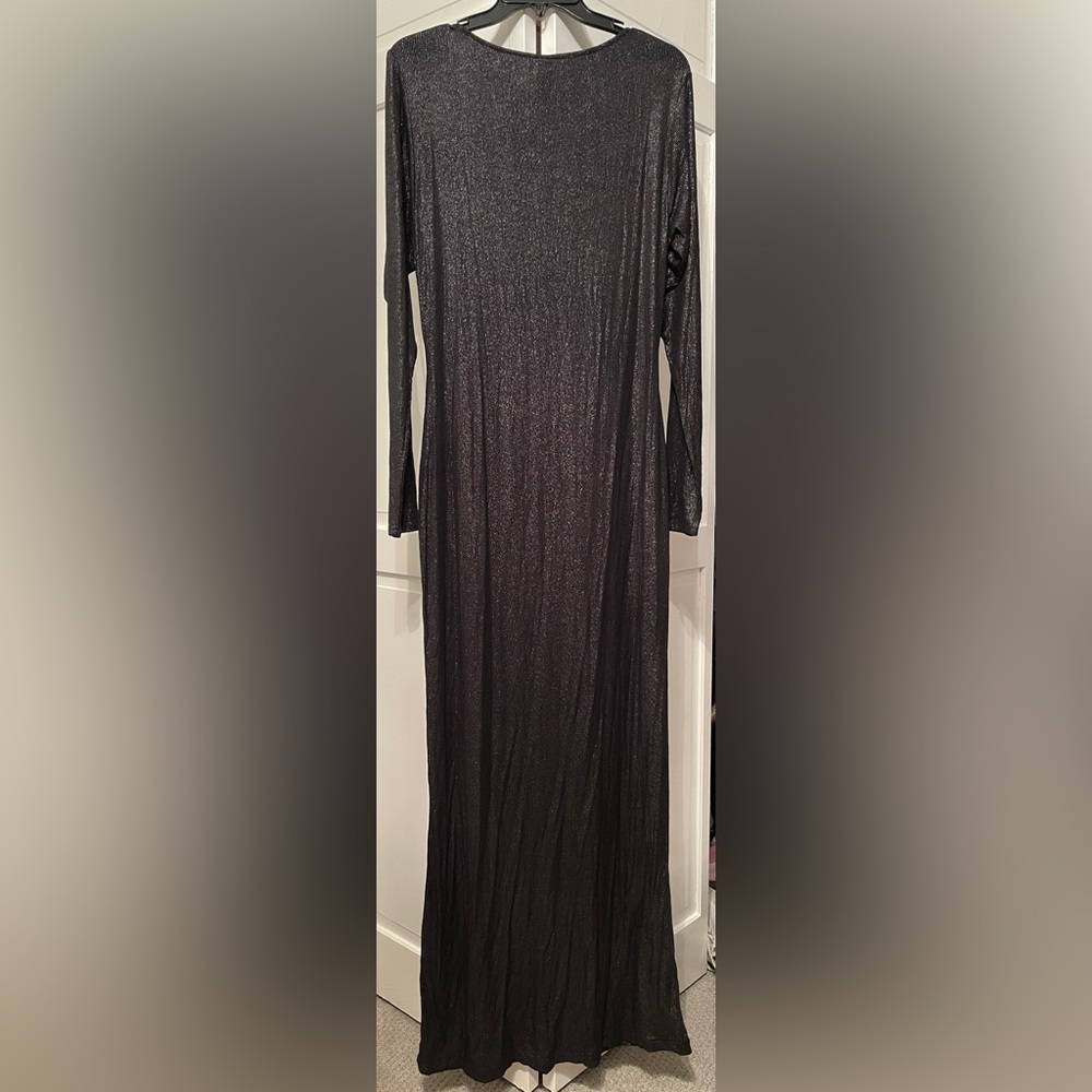 NWT Skims Soft Lounge Shimmer Long Sleeve Dress in Onyx - Picture 3 of 6